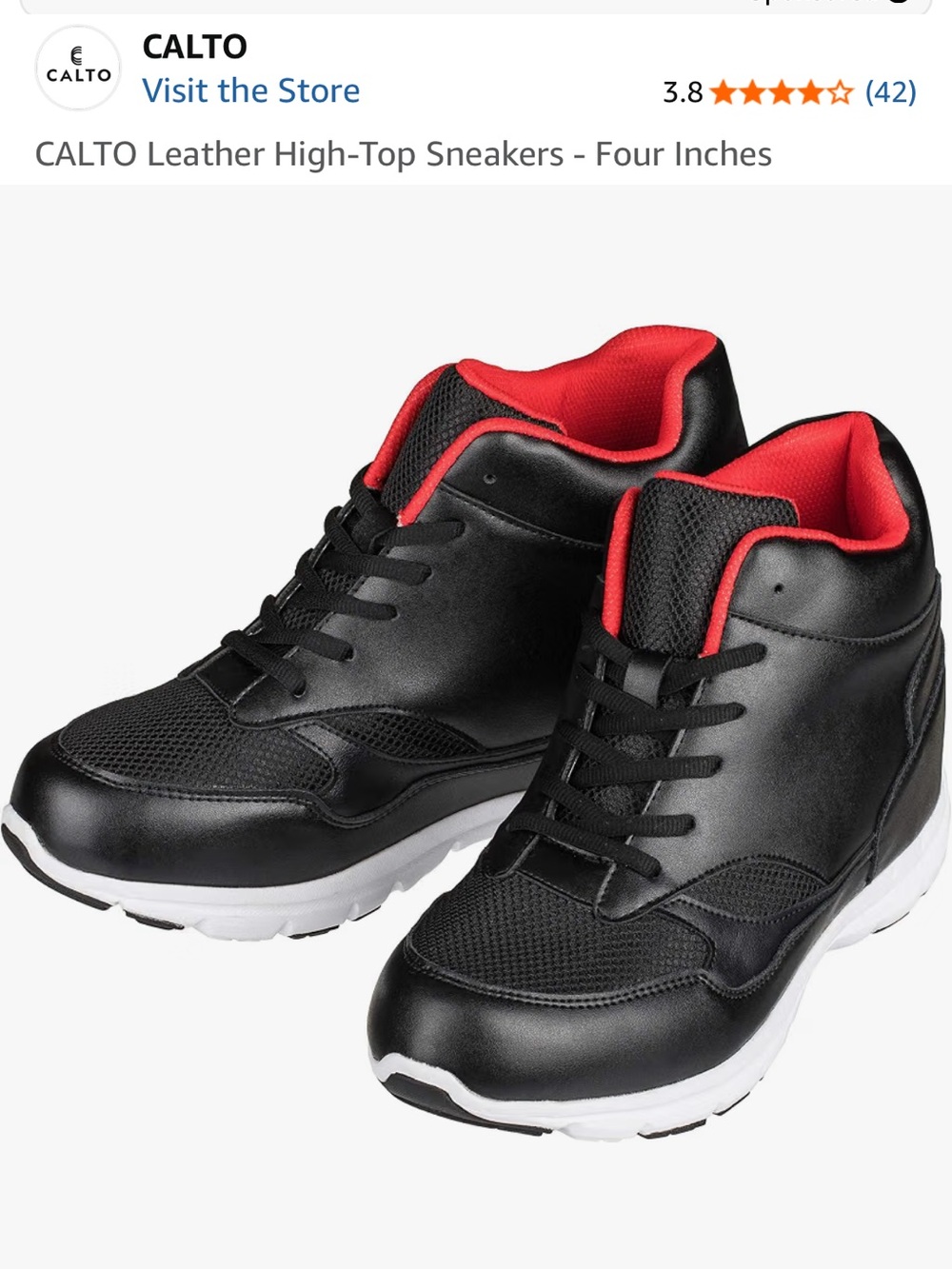 Calto Men’s high top sneakers with 4” lift fits like a men’s size 10